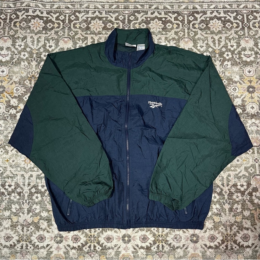 Reebok Men's Dark Green and Navy Windbreaker